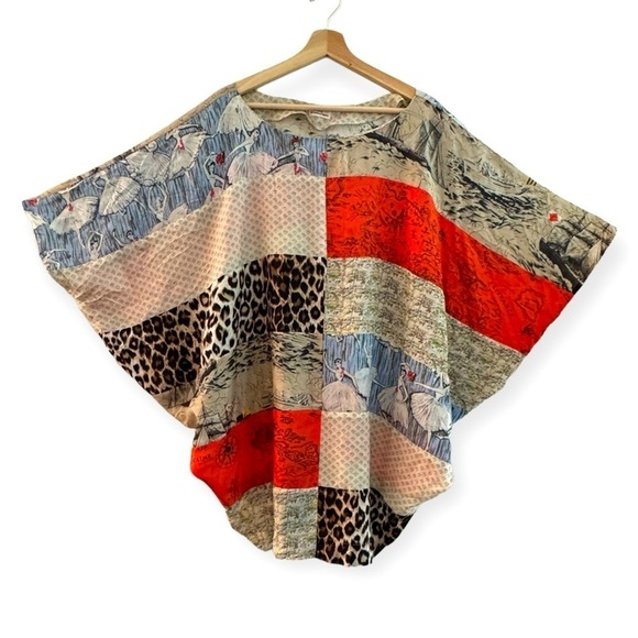 ANTHROPOLOGIE L.P.O. Laurence Maheo Silk Patchwork Tunic Dress Top Size M/L - Picture 2 of 10